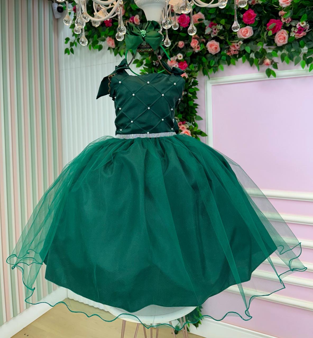 Vestido Marie Mariely Verde Esmeralda - Leveza e Elegância para Meninas | Bebeloo Kids