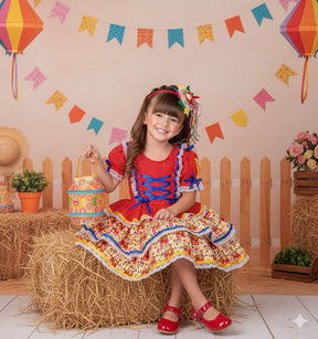 Vestido Bella Child Junino Forró Junino Vermelho - Leveza e Elegância para Meninas | Bebeloo Kids