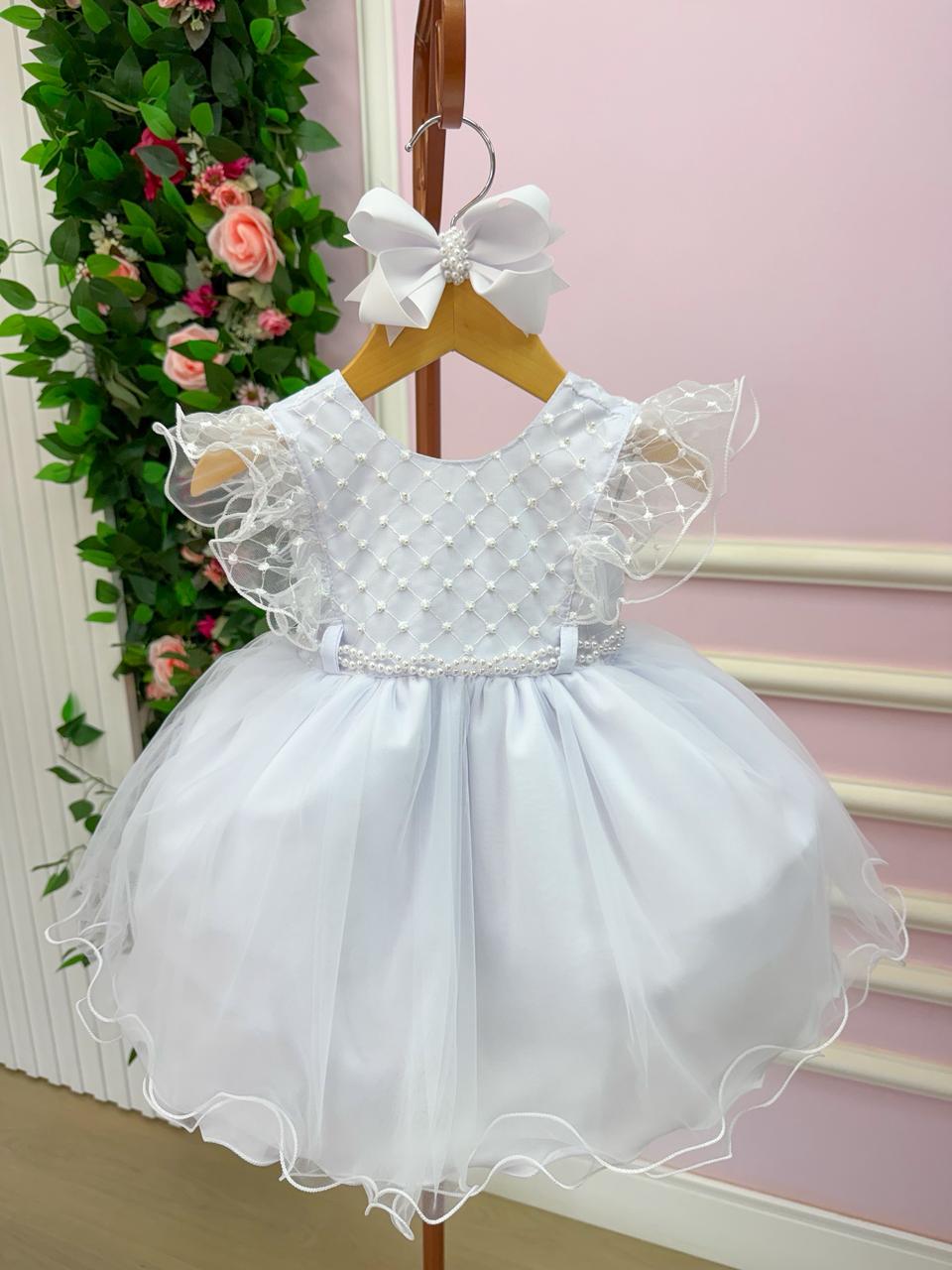 Vestido Menina Bonita Bebe Ana Carolina Branco - Leveza e Elegância para Meninas | Bebeloo Kids