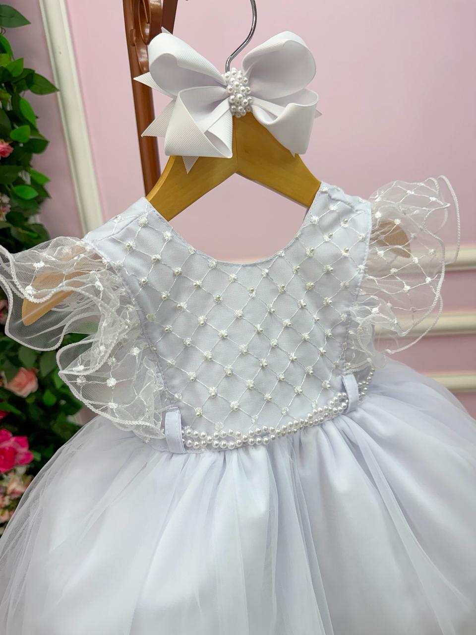 Vestido Menina Bonita Bebe Ana Carolina Branco - Leveza e Elegância para Meninas | Bebeloo Kids
