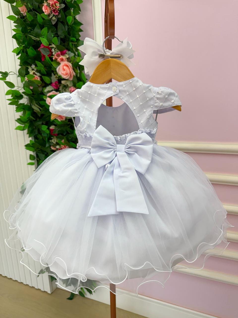 Vestido Menina Bonita Bebe Ana Flavia Branco - Leveza e Elegância para Meninas | Bebeloo Kids