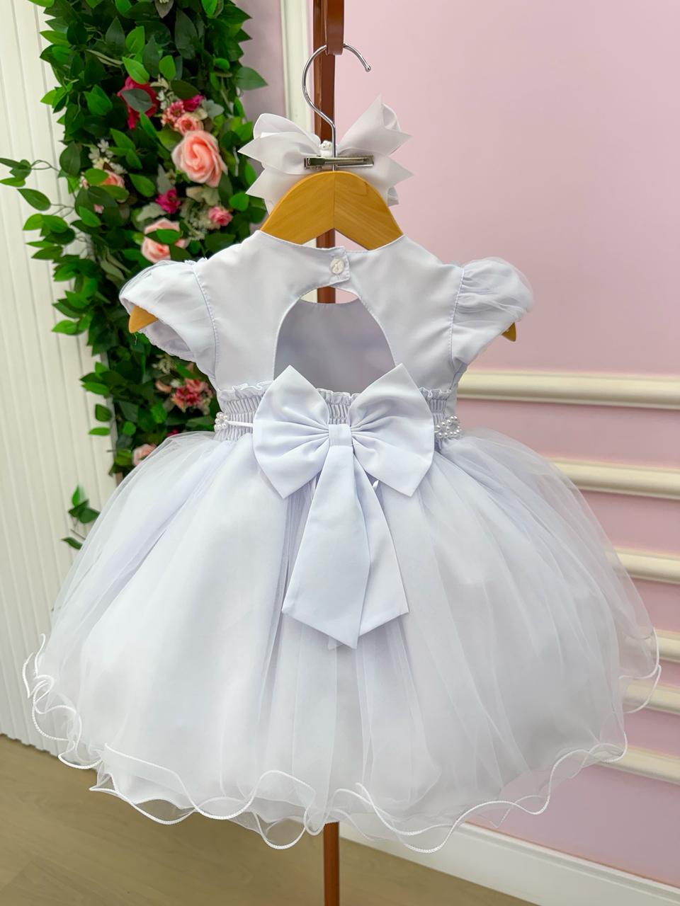 Vestido Menina Bonita Bebe Ana Livia Branco - Leveza e Elegância para Meninas | Bebeloo Kids