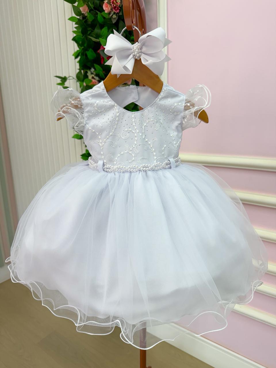 Vestido Menina Bonita Bebe Ana Maria Branco - Leveza e Elegância para Meninas | Bebeloo Kids