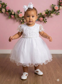 Vestido Menina Bonita Bebe Ana Sofia Branco - Leveza e Elegância para Meninas | Bebeloo Kids