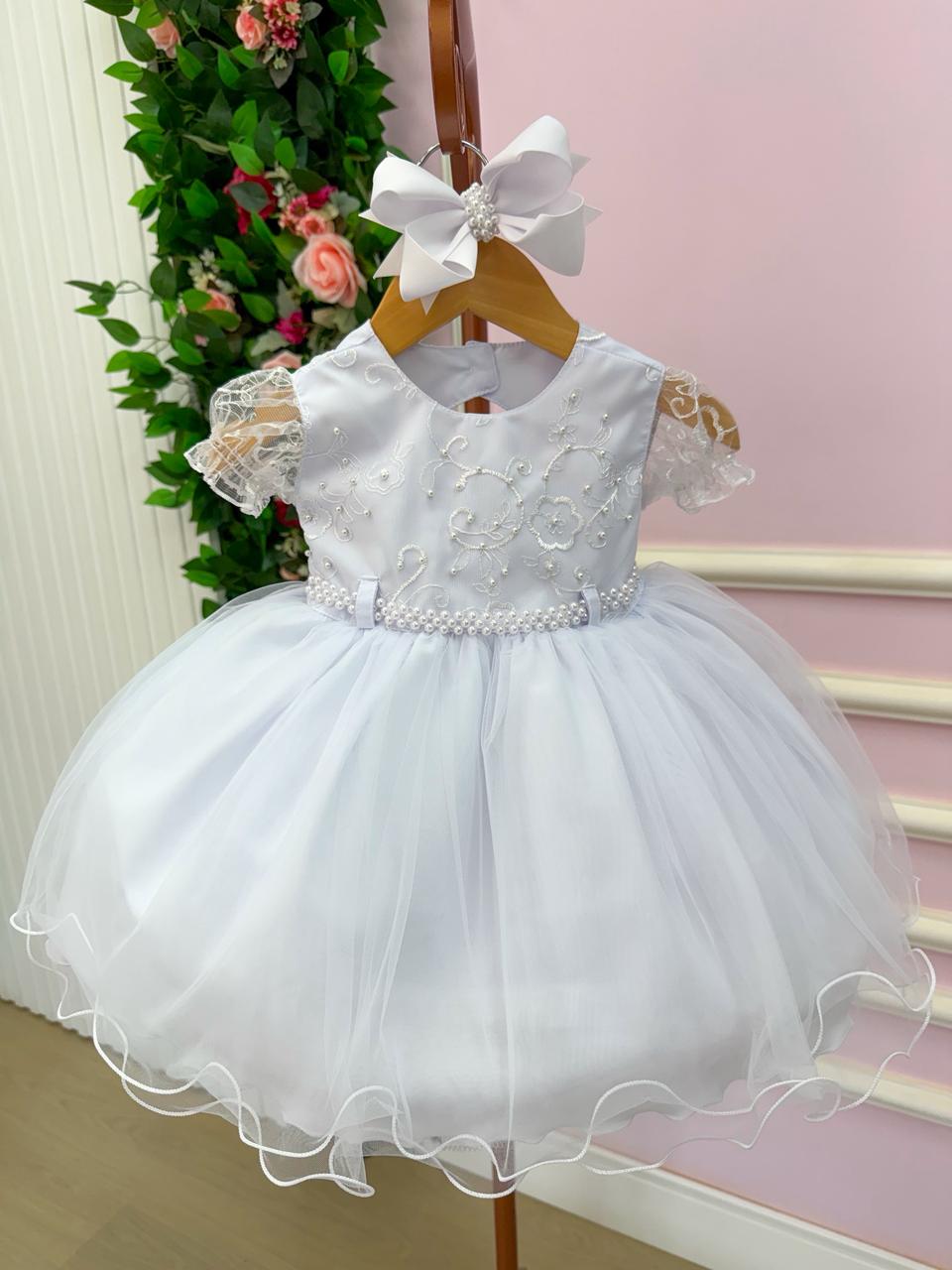Vestido Menina Bonita Bebe Ana Sofia Branco - Leveza e Elegância para Meninas | Bebeloo Kids