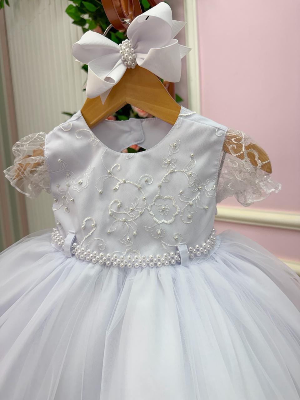 Vestido Menina Bonita Bebe Ana Sofia Branco - Leveza e Elegância para Meninas | Bebeloo Kids