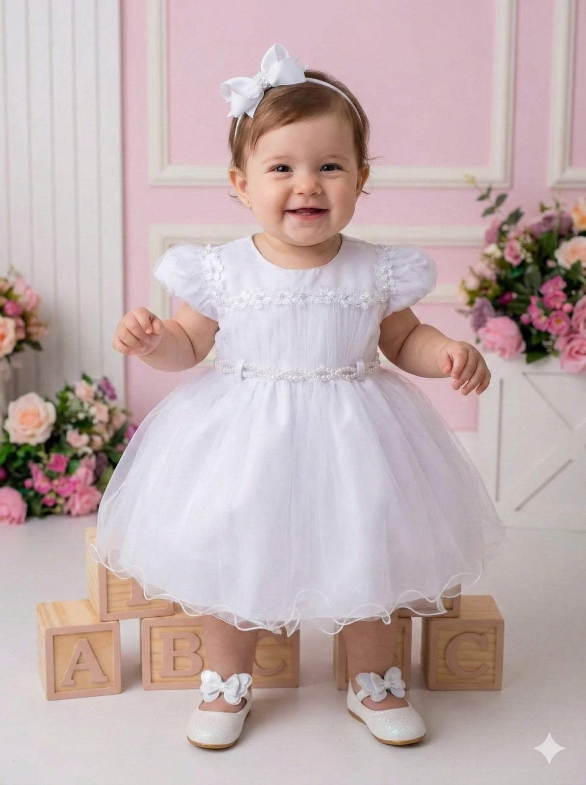 Vestido Menina Bonita Bebe Ana Livia Branco - Leveza e Elegância para Meninas | Bebeloo Kids