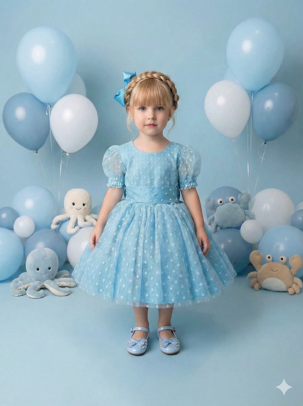 Vestido Marie Azul Tiffany Bolinhas (VESTMARIEAZLTFFNBLNHS)