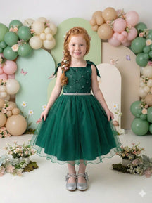 Vestido Marie Mariely Verde Esmeralda - Leveza e Elegância para Meninas | Bebeloo Kids