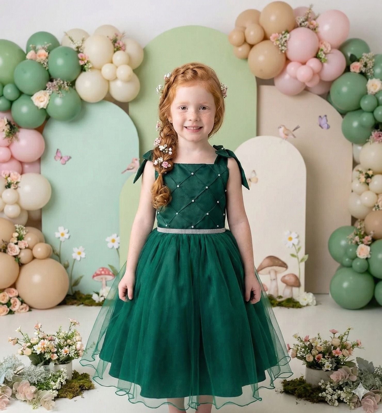 Vestido Marie Mariely Verde Esmeralda - Leveza e Elegância para Meninas | Bebeloo Kids