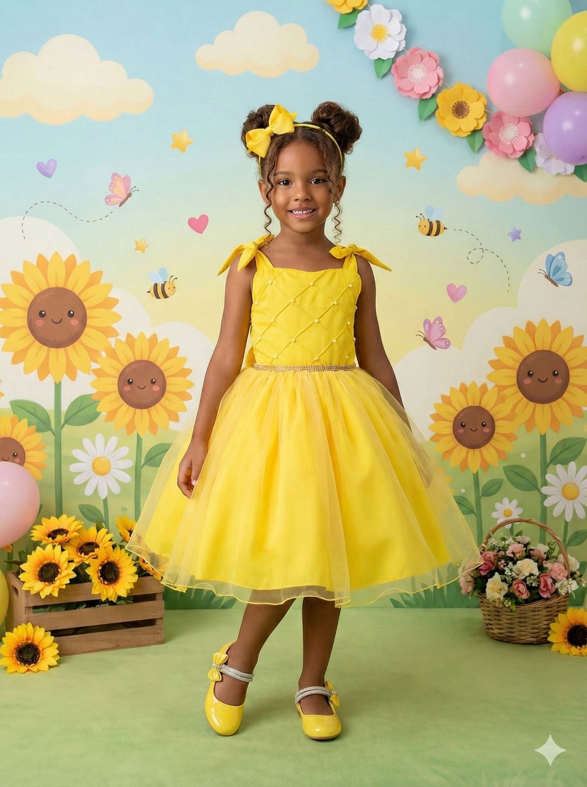 Vestido Marie Mariely Amarelo - Leveza e Elegância para Meninas | Bebeloo Kids