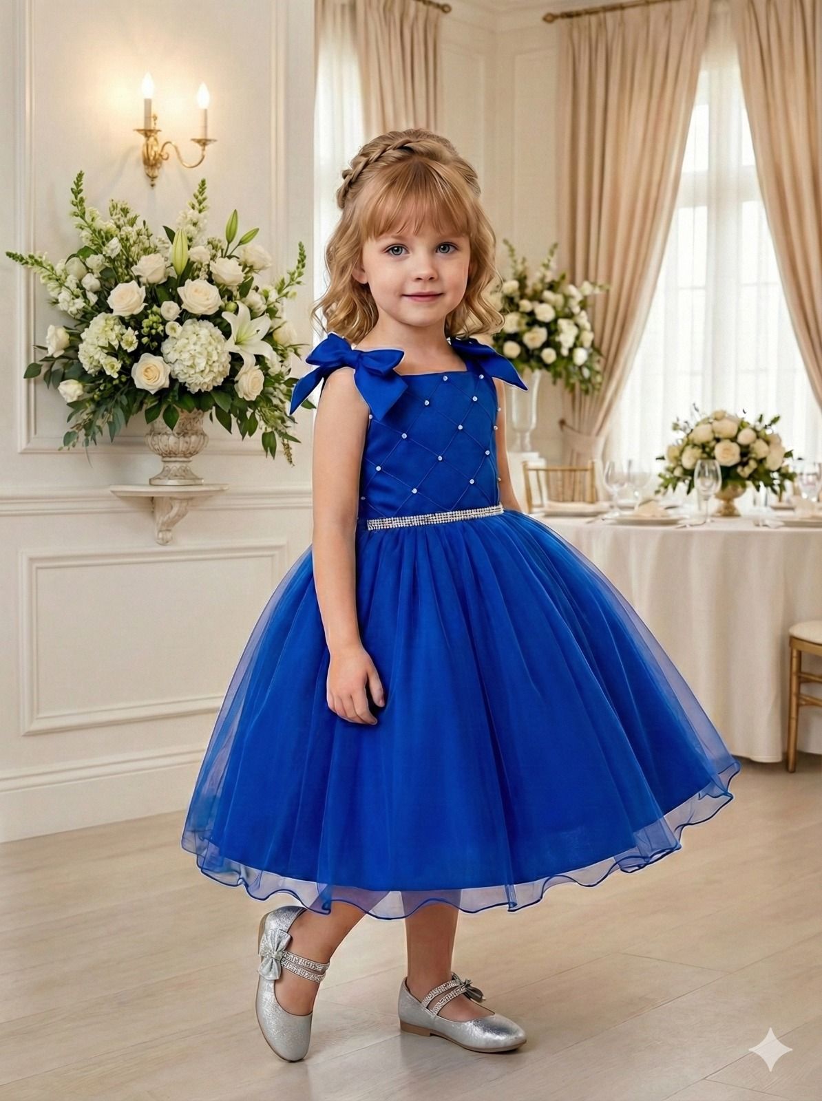 Vestido Marie Mariely Azul Royal - Leveza e Elegância para Meninas | Bebeloo Kids