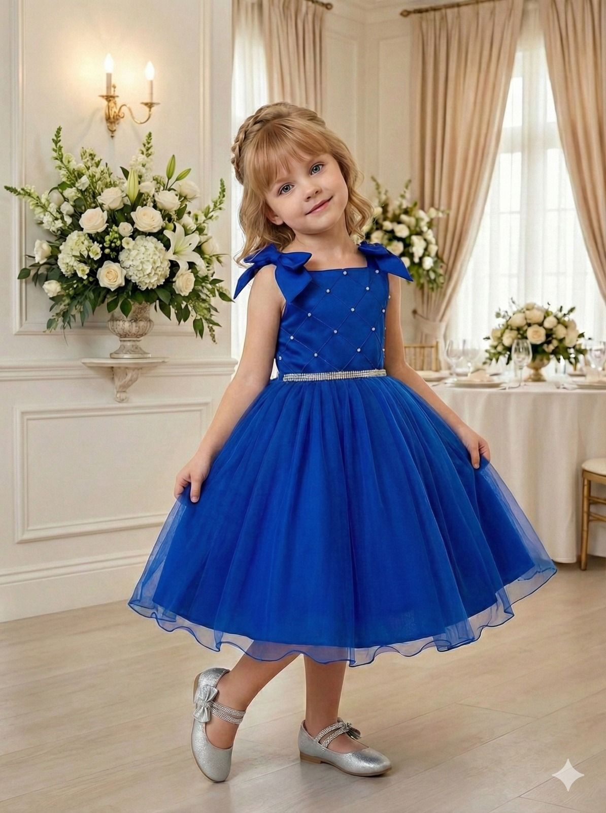 Vestido Marie Mariely Azul Royal - Leveza e Elegância para Meninas | Bebeloo Kids