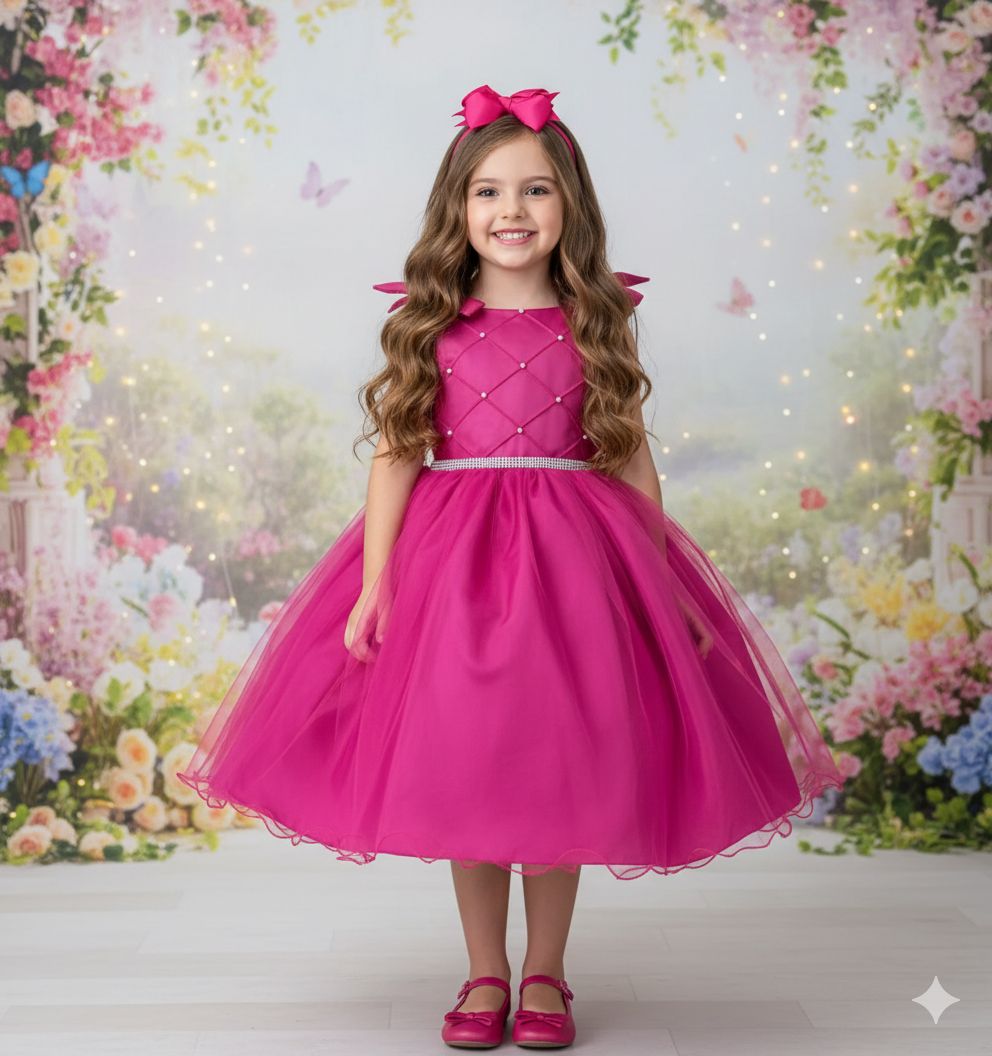 Vestido Marie Mariely Pink - Leveza e Elegância para Meninas | Bebeloo Kids