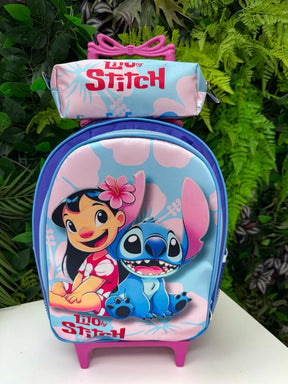 Mochila Rodinhas Stitch + Estojo de Brinde - Praticidade e Charme para o Dia a Dia | Bebeloo Kids
