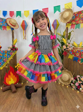 Vestido Junino Banana Club Luxo Quermesse Do Sertão Preto | Bebeloo Kids