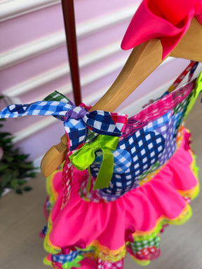 Vestido Junino Banana Club Luxo Encanto da Roça Rosa Neon - Leveza e Elegância para Meninas | Bebeloo Kids