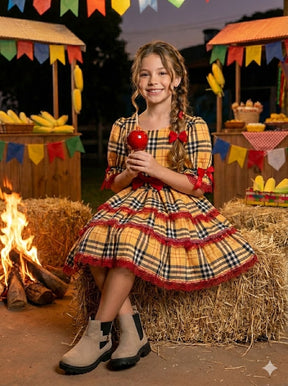 Vestido Junino Banana Club Encanto Caipira - Leveza e Elegância para Meninas | Bebeloo Kids