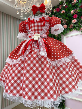 Vestido Marie Junino Luxo Ursinho Do Sertão Vermelho - Leveza e Elegância para Meninas | Bebeloo Kids
