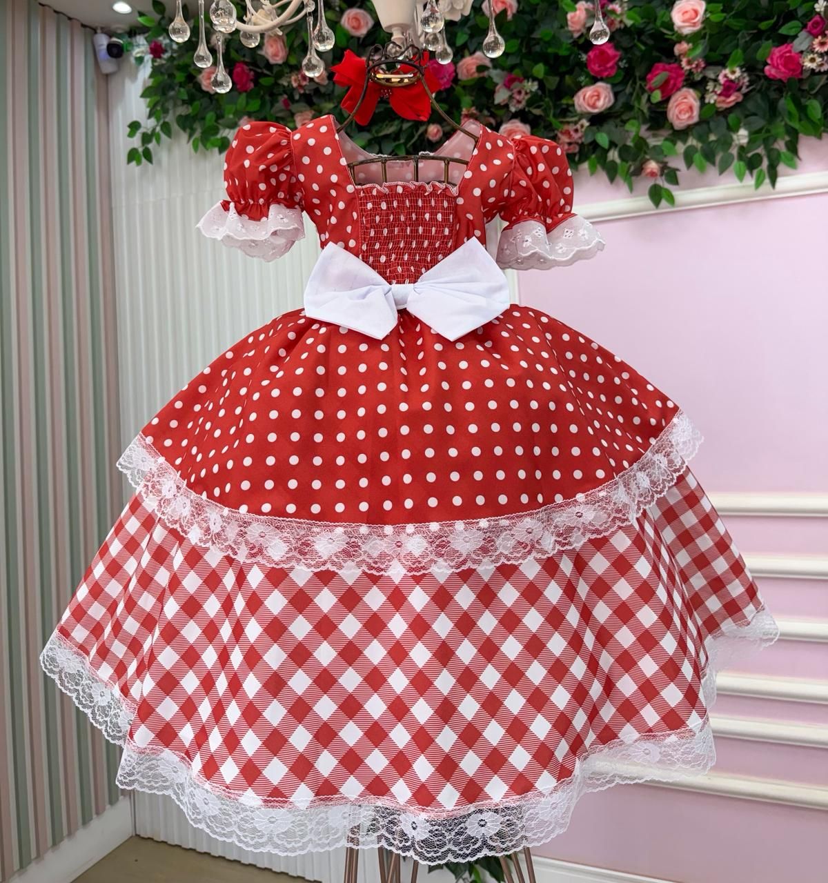 Vestido Marie Junino Luxo Ursinho Do Sertão Vermelho - Leveza e Elegância para Meninas | Bebeloo Kids