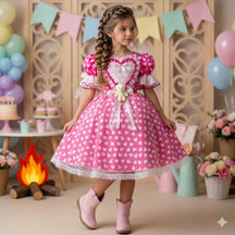 Vestido Marie Junino Luxo Ursinho do Sertão Pink - Leveza e Elegância para Meninas | Bebeloo Kids