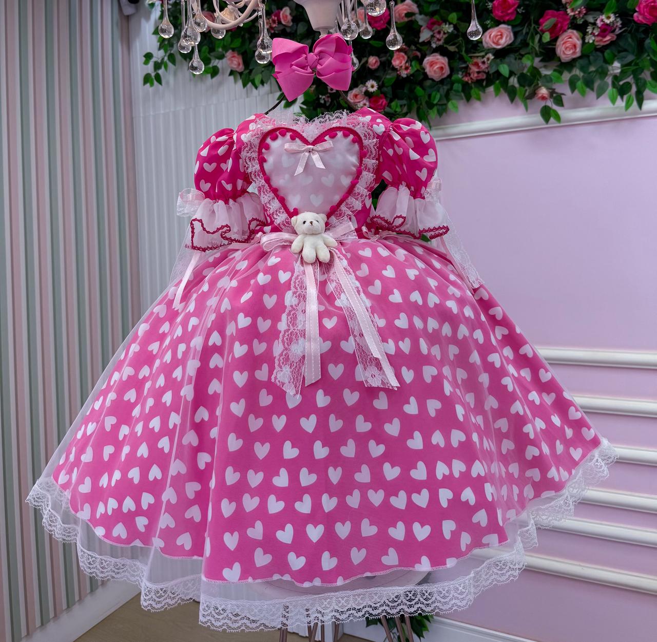 Vestido Marie Junino Luxo Ursinho do Sertão Pink - Leveza e Elegância para Meninas | Bebeloo Kids