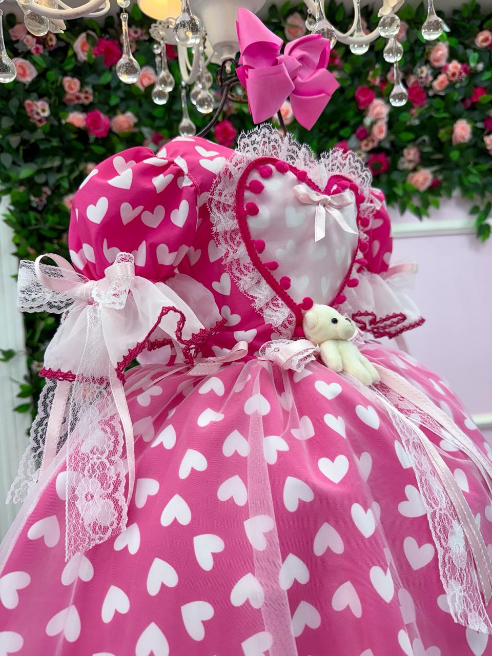 Vestido Marie Junino Luxo Ursinho do Sertão Pink - Leveza e Elegância para Meninas | Bebeloo Kids