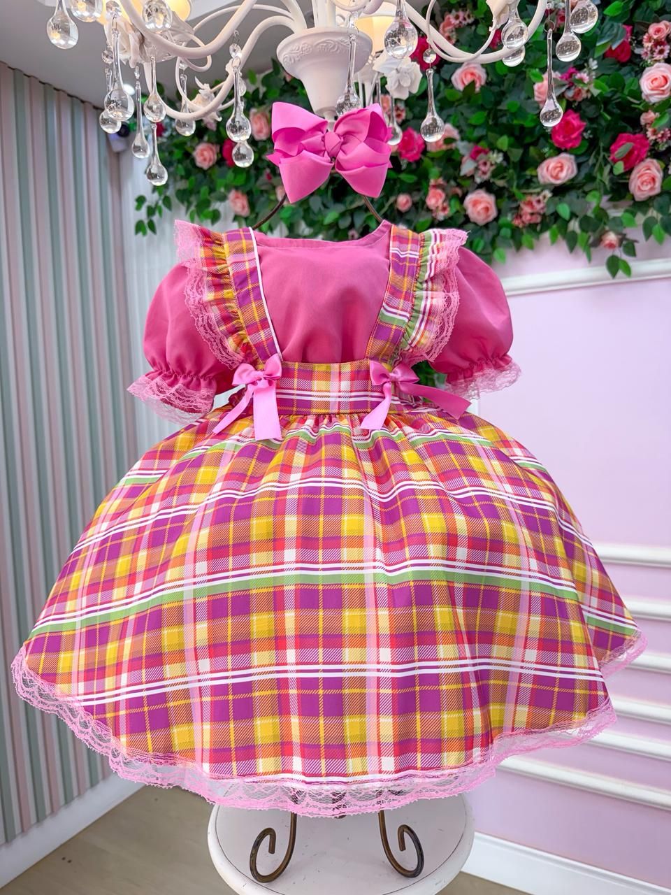 Vestido Junino Salopete Banana Club Luxo Arráia da Fofura - Leveza e Elegância para Meninas | Bebeloo Kids
