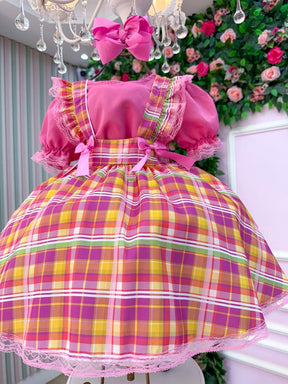 Vestido Junino Salopete Banana Club Luxo Arráia da Fofura - Leveza e Elegância para Meninas | Bebeloo Kids