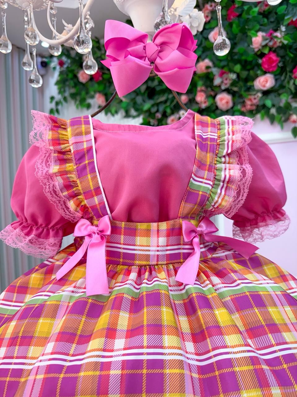 Vestido Junino Salopete Banana Club Luxo Arráia da Fofura - Leveza e Elegância para Meninas | Bebeloo Kids