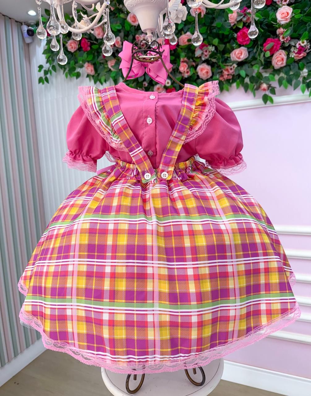 Vestido Junino Salopete Banana Club Luxo Arráia da Fofura - Leveza e Elegância para Meninas | Bebeloo Kids