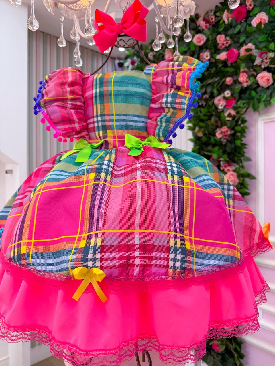 Vestido Junino Banana Club Luxo Quermesse do Encanto - Leveza e Elegância para Meninas | Bebeloo Kids