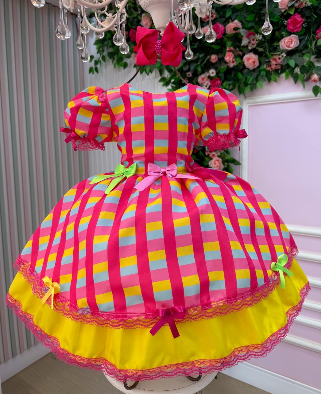 Vestido Junino Banana Club Luxo Quermesse Feliz - Leveza e Elegância para Meninas | Bebeloo Kids