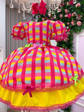 Vestido Junino Banana Club Luxo Quermesse Feliz - Leveza e Elegância para Meninas | Bebeloo Kids