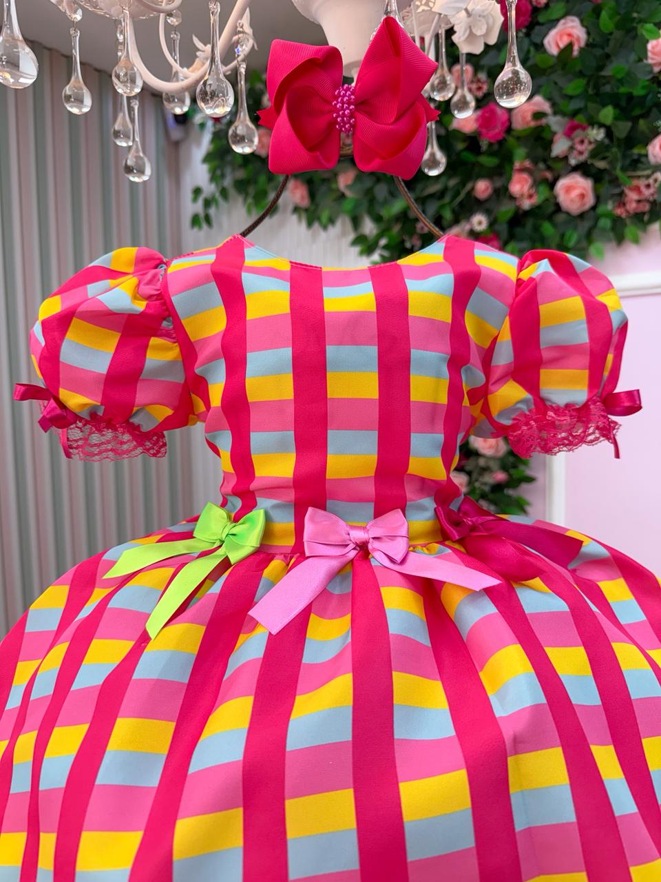 Vestido Junino Banana Club Luxo Quermesse Feliz - Leveza e Elegância para Meninas | Bebeloo Kids
