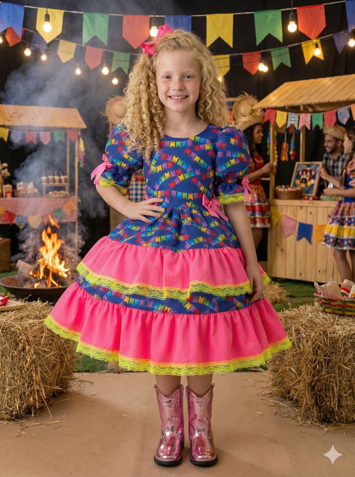 Vestido Junino Banana Club Luxo Bandeirinha do Amor - Leveza e Elegância para Meninas | Bebeloo Kids