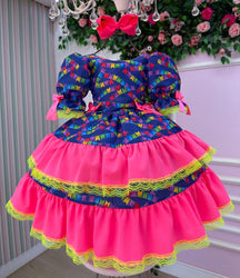 Vestido Junino Banana Club Luxo Bandeirinha do Amor - Leveza e Elegância para Meninas | Bebeloo Kids