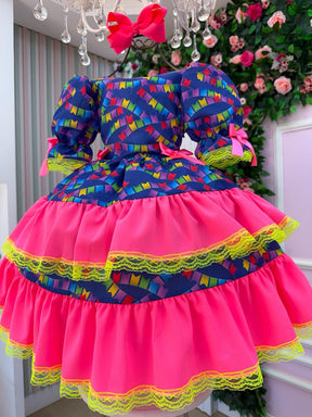 Vestido Junino Banana Club Luxo Bandeirinha do Amor - Leveza e Elegância para Meninas | Bebeloo Kids