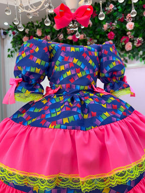 Vestido Junino Banana Club Luxo Bandeirinha do Amor - Leveza e Elegância para Meninas | Bebeloo Kids