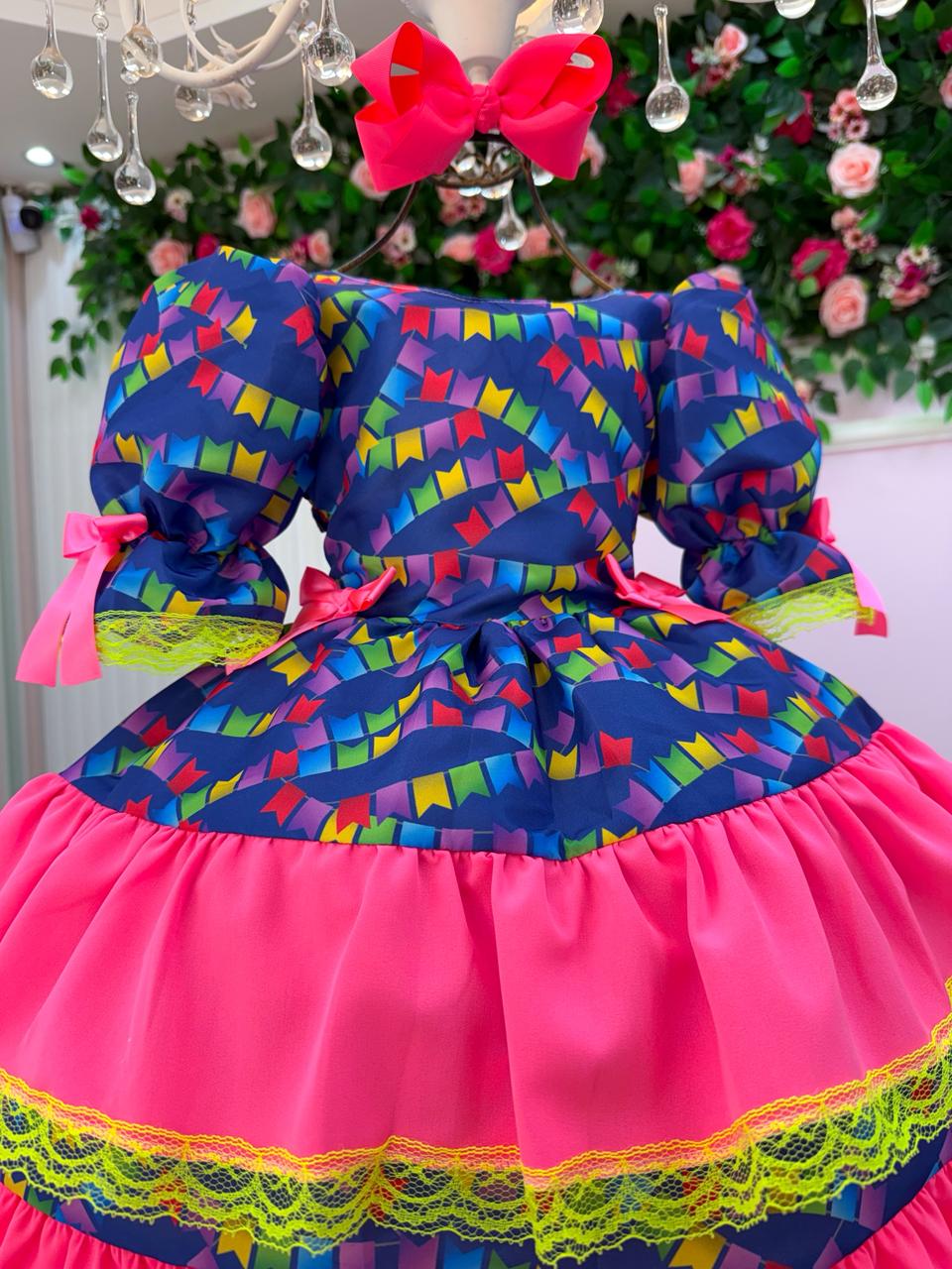 Vestido Junino Banana Club Luxo Bandeirinha do Amor - Leveza e Elegância para Meninas | Bebeloo Kids