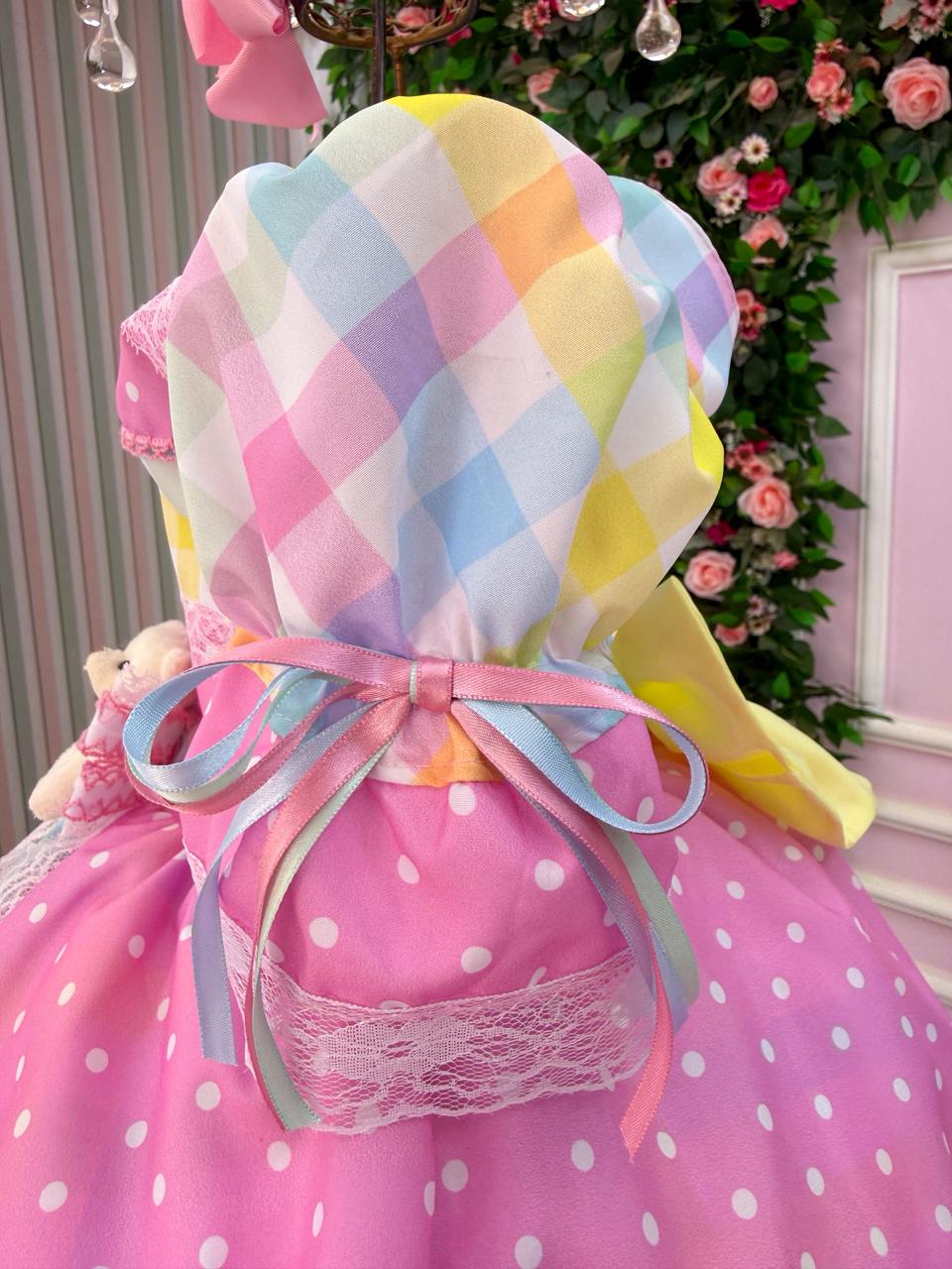 Vestido Marie Junino Luxo Ursinho do Sertão Rosa - Leveza e Elegância para Meninas | Bebeloo Kids