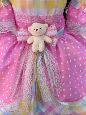 Vestido Marie Junino Luxo Ursinho do Sertão Rosa - Leveza e Elegância para Meninas | Bebeloo Kids