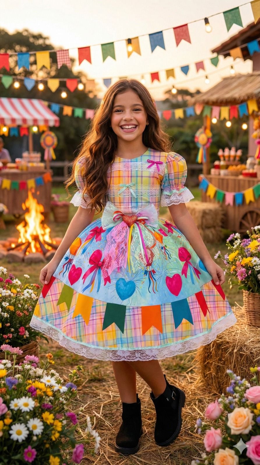 Vestido Marie Junino Luxo Balão Encantado - Leveza e Elegância para Meninas | Bebeloo Kids