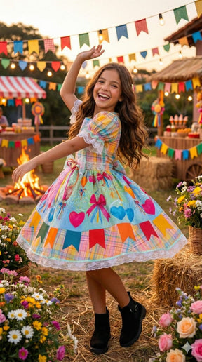 Vestido Marie Junino Luxo Balão Encantado - Leveza e Elegância para Meninas | Bebeloo Kids