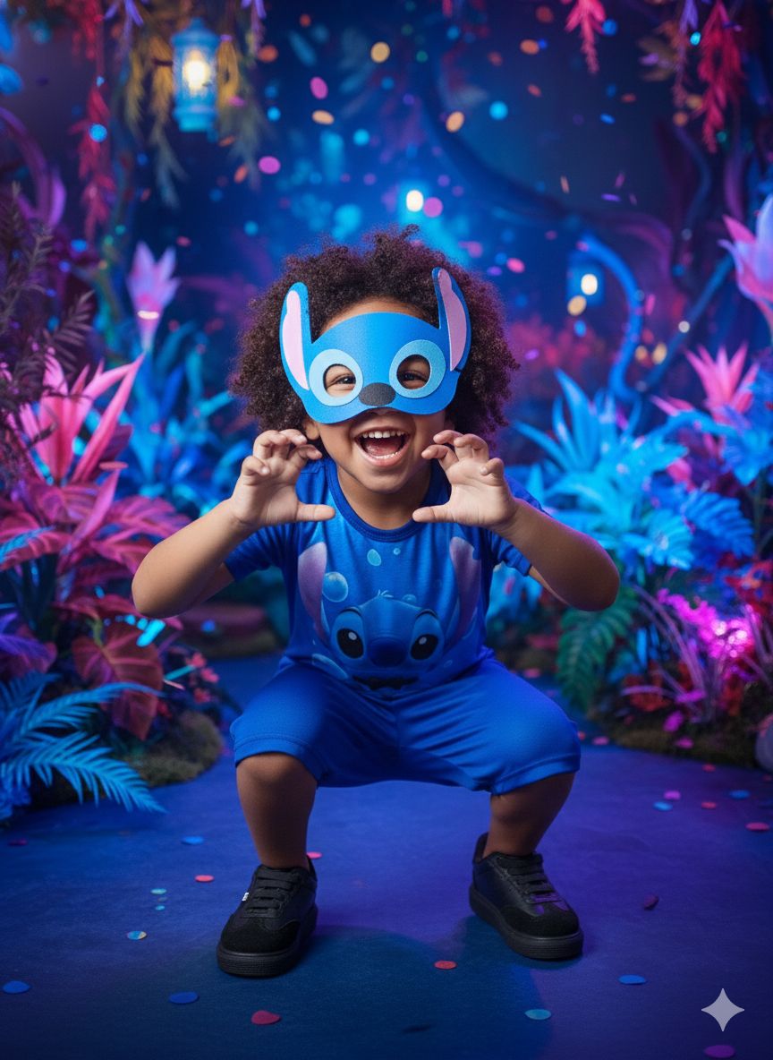 Fantasia Menino Stitch Azul - Qualidade e Cuidado para os Pequenos | Bebeloo Kids