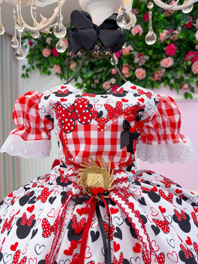 Vestido Junino Tematico Luxo Minnie/Minei Vermelho - Leveza e Elegância para Meninas | Bebeloo Kids