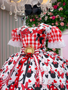 Vestido Junino Tematico Luxo Minnie/Minei Vermelho - Leveza e Elegância para Meninas | Bebeloo Kids