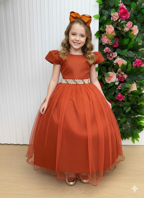 Vestido Marie Longo Heloisa Terracota - Leveza e Elegância para Meninas | Bebeloo Kids