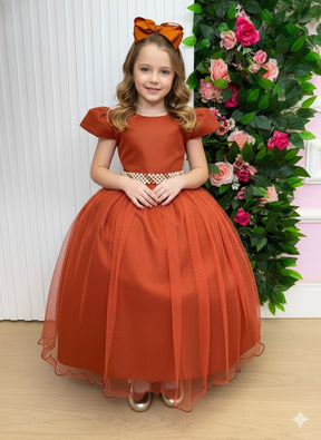 Vestido Marie Longo Heloisa Terracota - Leveza e Elegância para Meninas | Bebeloo Kids