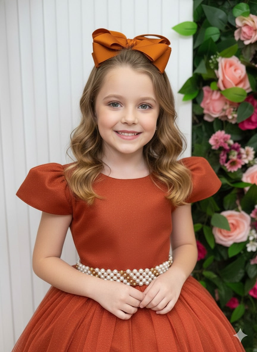 Vestido Marie Longo Heloisa Terracota - Leveza e Elegância para Meninas | Bebeloo Kids